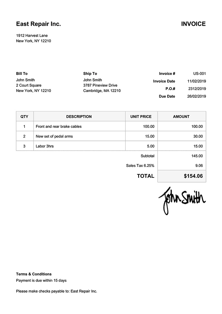 aTemplate Invoice