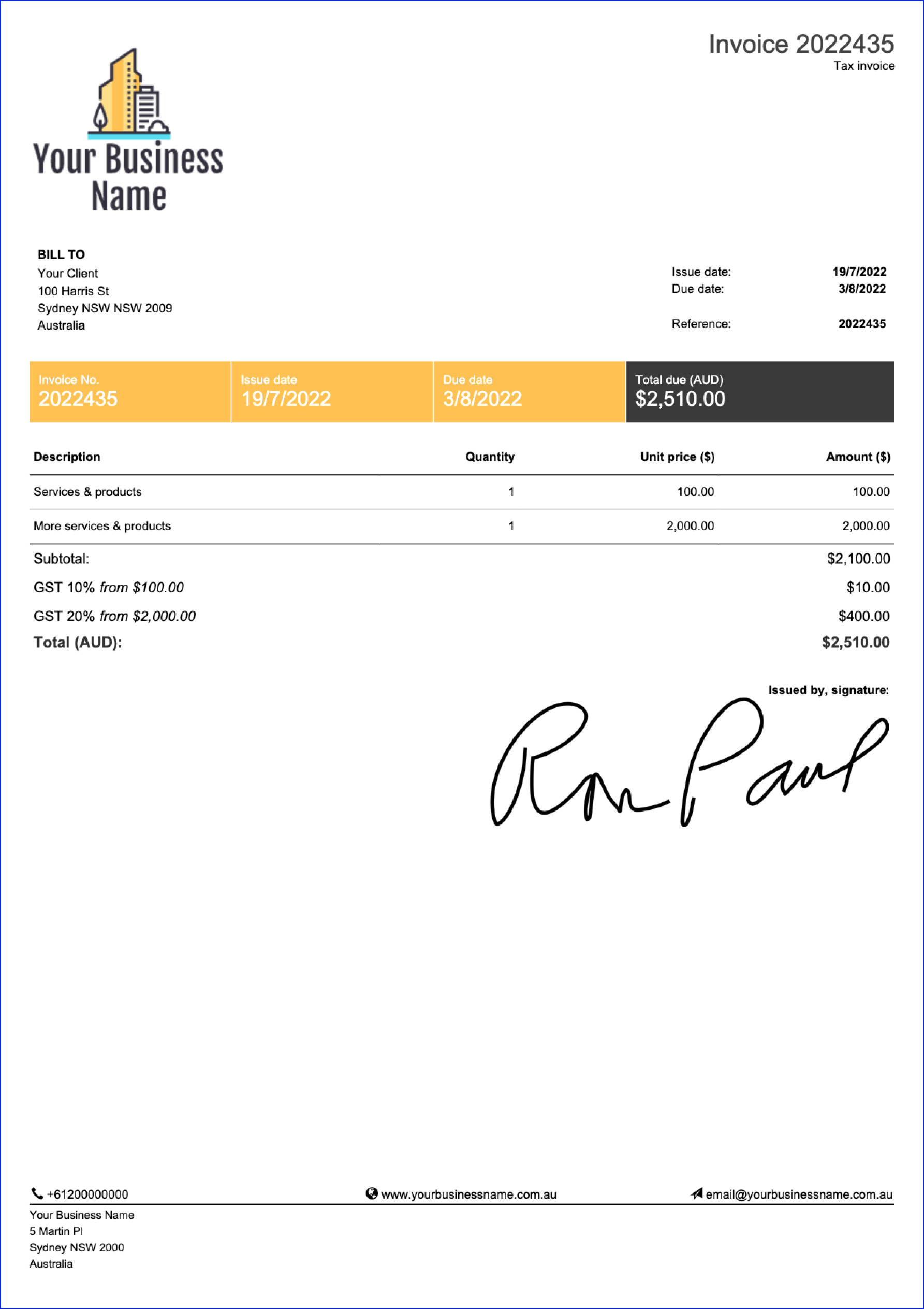 Template Invoice